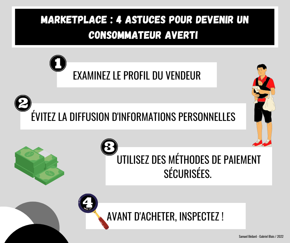 Infographie présentant 4 astuces pour devenir un consommateur averti