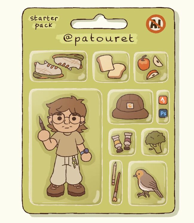 Dessin du dessinateur Patouret contre l'utilisation d'intelligence artificielle dans l'art.