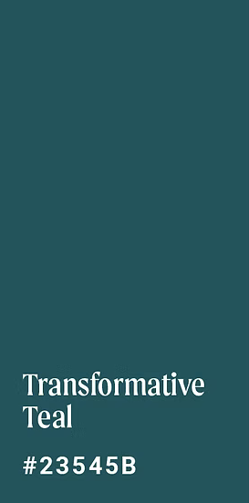 La couleur Transformative Teal de Coloro, on peut y lire sont code hexadécimal: #23545B
